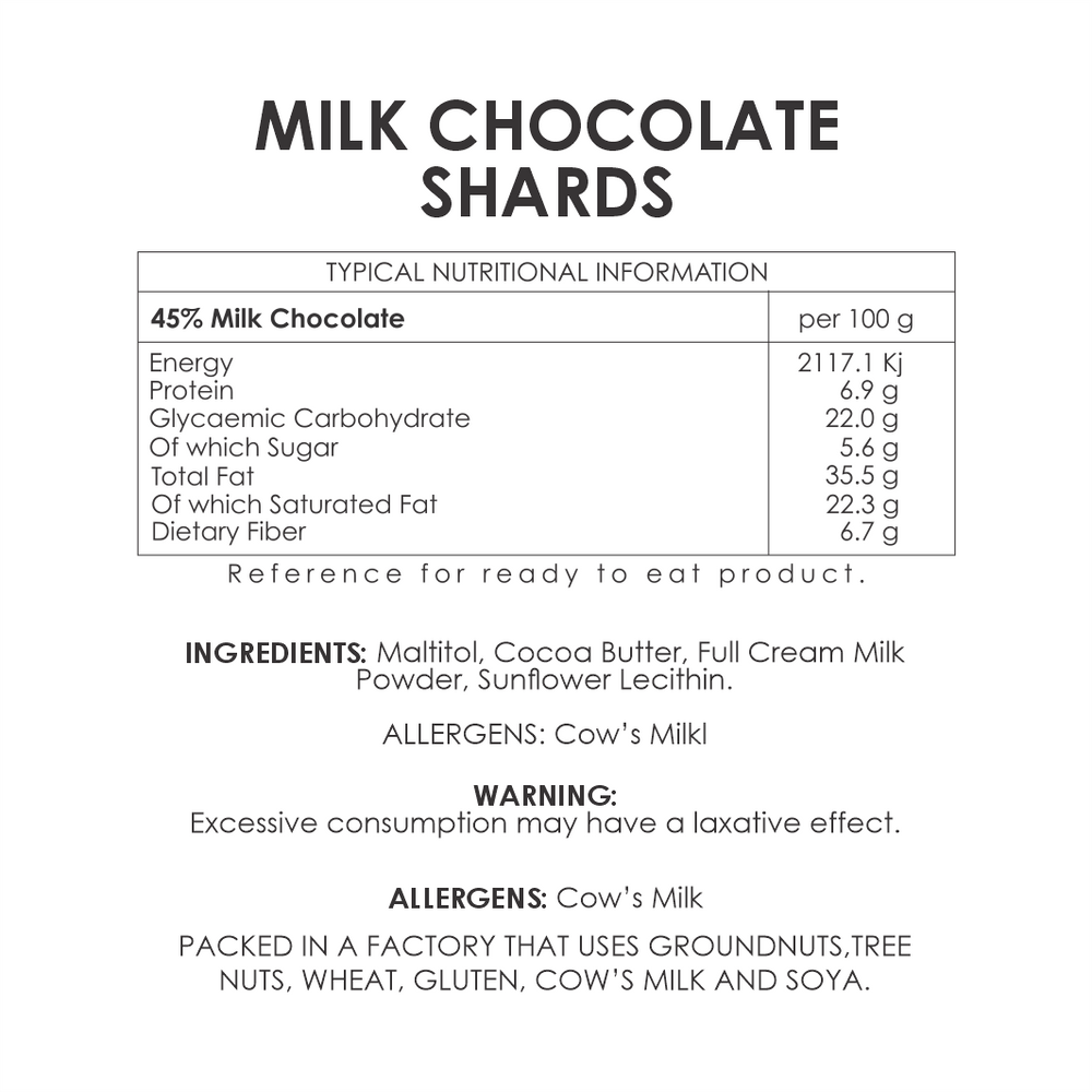 
                  
                    Milk Chocolate Shards (sugar free)
                  
                