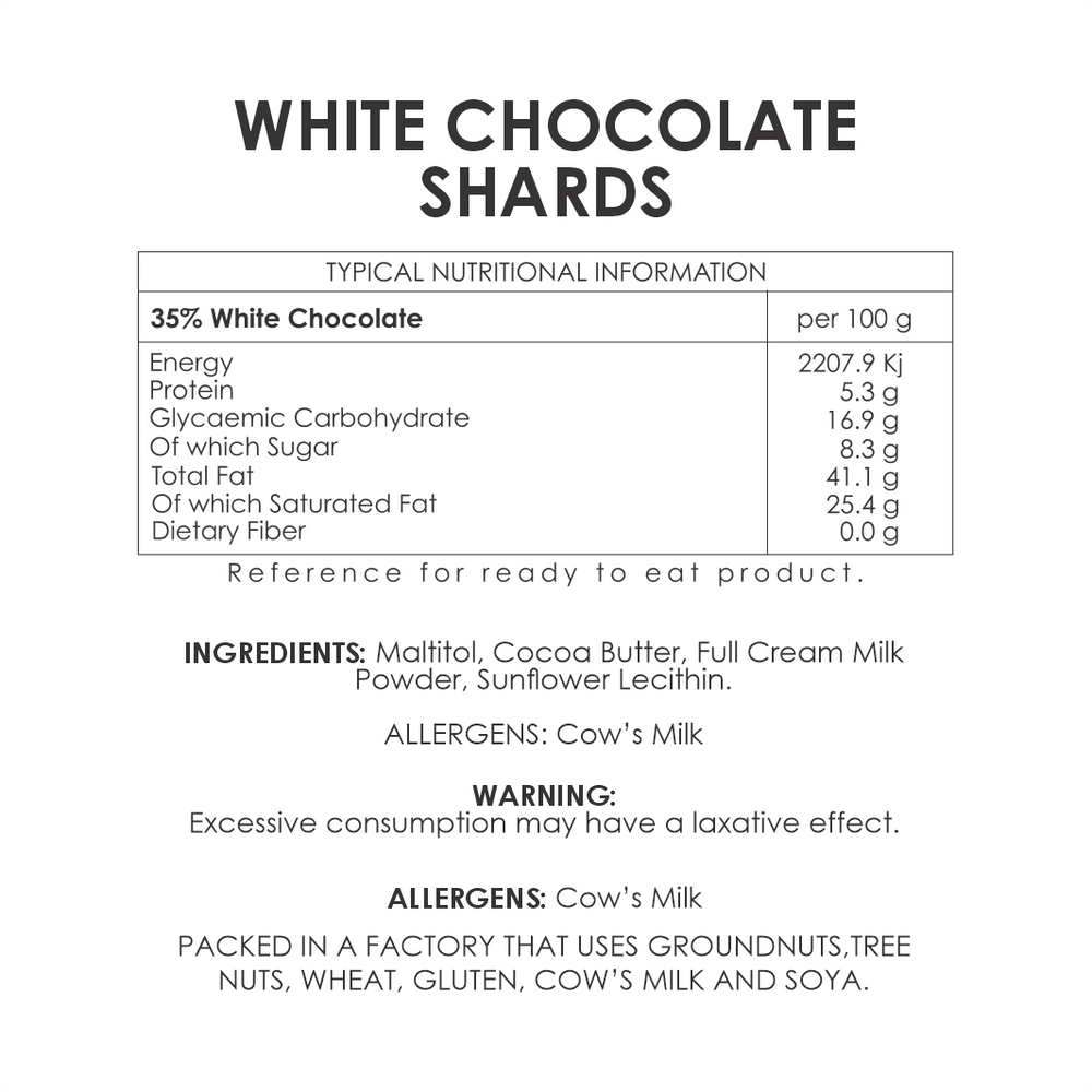 
                  
                    White Chocolate Shards (sugar free)
                  
                
